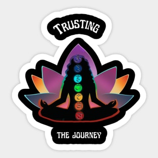 Trusting The Journey, Mantra. Chakras Aligned, Lotus Flower. Sticker